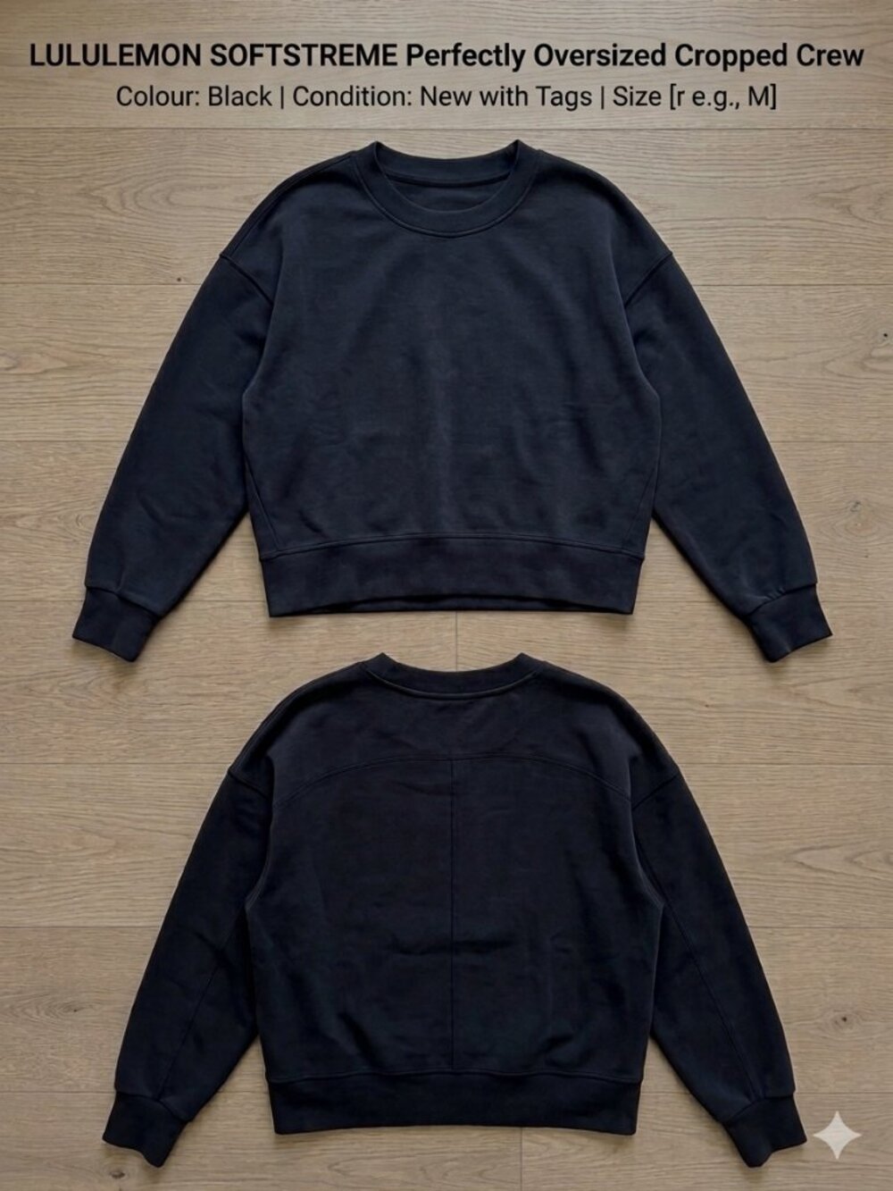 Lululemon Softstreme Perfectly Oversized Cropped Crew Black Size 8